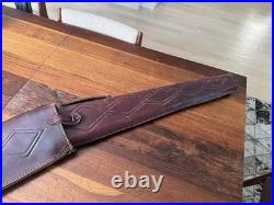 Vintage Fleeced Lined 2 Pc Hinged Case, Long Gun, Riffle, Custom Tooled Leather