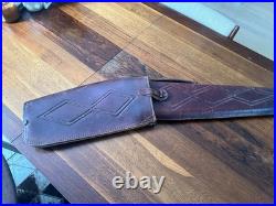 Vintage Fleeced Lined 2 Pc Hinged Case, Long Gun, Riffle, Custom Tooled Leather