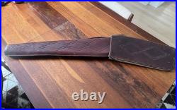 Vintage Fleeced Lined 2 Pc Hinged Case, Long Gun, Riffle, Custom Tooled Leather