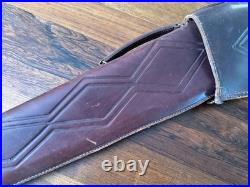 Vintage Fleeced Lined 2 Pc Hinged Case, Long Gun, Riffle, Custom Tooled Leather