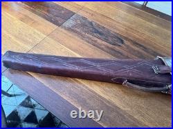 Vintage Fleeced Lined 2 Pc Hinged Case, Long Gun, Riffle, Custom Tooled Leather