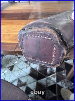 Vintage Fleeced Lined 2 Pc Hinged Case, Long Gun, Riffle, Custom Tooled Leather