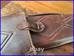 Vintage Fleeced Lined 2 Pc Hinged Case, Long Gun, Riffle, Custom Tooled Leather