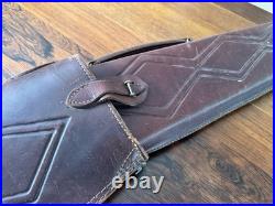 Vintage Fleeced Lined 2 Pc Hinged Case, Long Gun, Riffle, Custom Tooled Leather