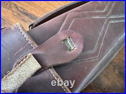 Vintage Fleeced Lined 2 Pc Hinged Case, Long Gun, Riffle, Custom Tooled Leather