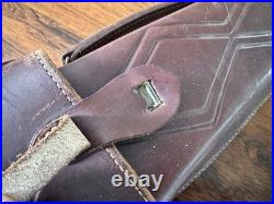 Vintage Fleeced Lined 2 Pc Hinged Case, Long Gun, Riffle, Custom Tooled Leather