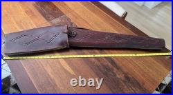 Vintage Fleeced Lined 2 Pc Hinged Case, Long Gun, Riffle, Custom Tooled Leather