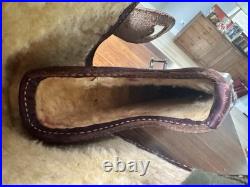 Vintage Fleeced Lined 2 Pc Hinged Case, Long Gun, Riffle, Custom Tooled Leather