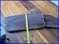 Vintage Fleeced Lined 2 Pc Hinged Case, Long Gun, Riffle, Custom Tooled Leather