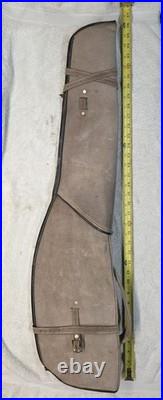 Vintage Hand Tooled Leather Rifle Case 36 Fleece Lined Suede Scabbard Deer Scene