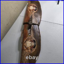 Vintage Hand Tooled Long Horn Skull Leather Rifle/ Shotgun Scabbard / Gun Case