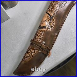 Vintage Hand Tooled Long Horn Skull Leather Rifle/ Shotgun Scabbard / Gun Case