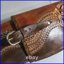 Vintage Hand Tooled Long Horn Skull Leather Rifle/ Shotgun Scabbard / Gun Case
