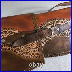 Vintage Hand Tooled Long Horn Skull Leather Rifle/ Shotgun Scabbard / Gun Case
