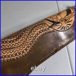 Vintage Hand Tooled Long Horn Skull Leather Rifle/ Shotgun Scabbard / Gun Case