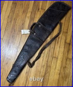 Vintage Hand Tooled Mexican Leather Rifle Scabbard Gun Case Shotgun Antique