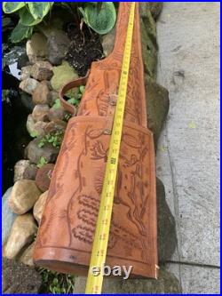 Vintage Hand Tooled Mexican Leather Rifle/ Shotgun Scabbard / Gun Case Deer