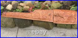 Vintage Hand Tooled Mexican Leather Rifle/ Shotgun Scabbard / Gun Case Deer