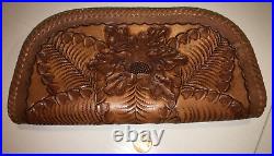 Vintage Handmade Leather Hand Tooled Purse clutch pouch gun case western new 9x5