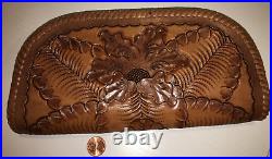 Vintage Handmade Leather Hand Tooled Purse clutch pouch gun case western new 9x5