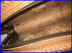 Vintage Handmade Leather Hand Tooled Purse clutch pouch gun case western new 9x5