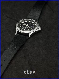 Vintage L L BEAN Men's 38mm Quartz Watch Black Dial Strap Grey Case Black 24 Hr