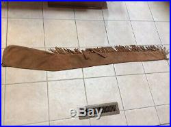 Vintage Leather and Suede Lined Fringed Scabbard Rifle Gun Case Sleeve Hand Made