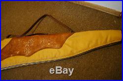 Vintage Long Gun Rifle Case Tan Hand Tooled Leather Vtg Retro Western Antique