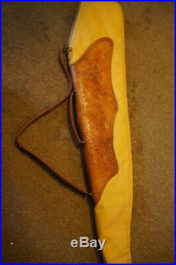 Vintage Long Gun Rifle Case Tan Hand Tooled Leather Vtg Retro Western Antique