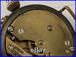Vintage Swiss Made Military Watch Porcelain Dial Runs Gun Metal Case Hand Wind