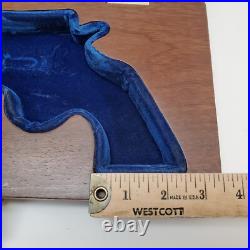 Vintage Walnut Revolver Case w Key Presto 2442 Blue Velvet Liner Gun Box Display