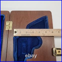 Vintage Walnut Revolver Case w Key Presto 2442 Blue Velvet Liner Gun Box Display