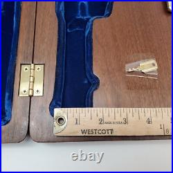 Vintage Walnut Revolver Case w Key Presto 2442 Blue Velvet Liner Gun Box Display