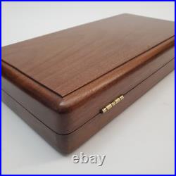 Vintage Walnut Revolver Case w Key Presto 2442 Blue Velvet Liner Gun Box Display