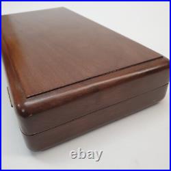 Vintage Walnut Revolver Case w Key Presto 2442 Blue Velvet Liner Gun Box Display