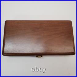 Vintage Walnut Revolver Case w Key Presto 2442 Blue Velvet Liner Gun Box Display