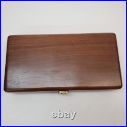 Vintage Walnut Revolver Case w Key Presto 2442 Blue Velvet Liner Gun Box Display