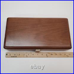 Vintage Walnut Revolver Case w Key Presto 2442 Blue Velvet Liner Gun Box Display