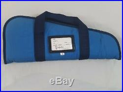Vintage XL Smith and Wesson Blue Soft Padded Pistol Revolver Case Zippered Bag &
