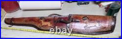 Vintage deer BUCK 46 Shotgun Case Brown Leather Hand Tooled Gun Rifle Hunting
