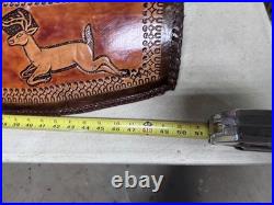 Vintage deer BUCK 46 Shotgun Case Brown Leather Hand Tooled Gun Rifle Hunting