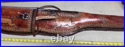 Vintage deer BUCK 46 Shotgun Case Brown Leather Hand Tooled Gun Rifle Hunting