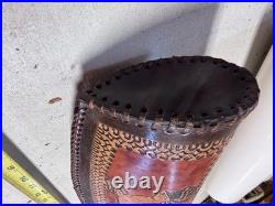 Vintage deer BUCK 46 Shotgun Case Brown Leather Hand Tooled Gun Rifle Hunting