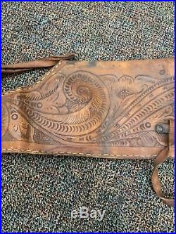 Vtg Leather Rifle Case Scabbard Hand Tooled Hunter Gun Hunting Shotgun