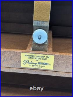 Vtg Pachmayr Gun Works Adjustable Lok-Grip Tray Super Deluxe Case Brown No Key