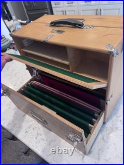 Vtg Pflumm Custom Wood Range Master Handled Pistol Carry All Case Box Storage BH