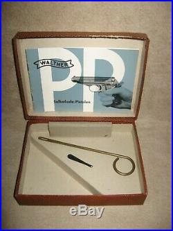Walther Firearms PP Pistol Box 1960's Alligator Gun Case German Manual Tools