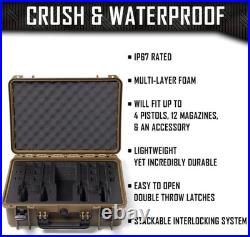 Waterproof & Dustproof Pistol Case for 4 Firearms Lightweight & Durable Design Waterproof & Dustproof Pistol Case for 4 Firearms Lightweight & Durable Design