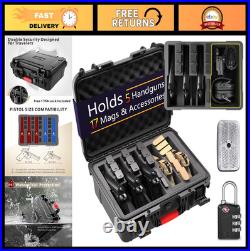 Waterproof Hard Shell Pistol Gun Case for Handguns TSA Approved, Holds Multipl