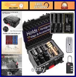 Waterproof Hard Shell Pistol Gun Case for Multiple Handguns & Mags TSA Approve